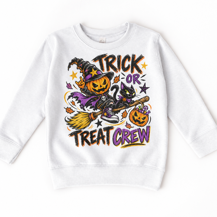 Trick or Treat Crew Halloween Shirt for Kids – white youth sweatshirt