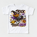 Trick or Treat Crew Halloween Shirt for Kids – white short-sleeve youth shirt