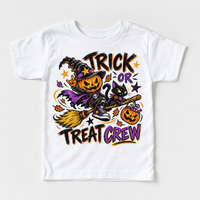 Trick or Treat Crew Halloween Shirt for Kids – white short-sleeve youth shirt