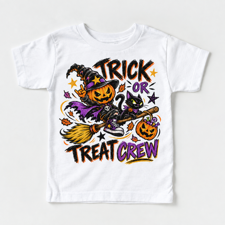 Trick or Treat Crew Halloween Shirt for Kids – white short-sleeve youth shirt