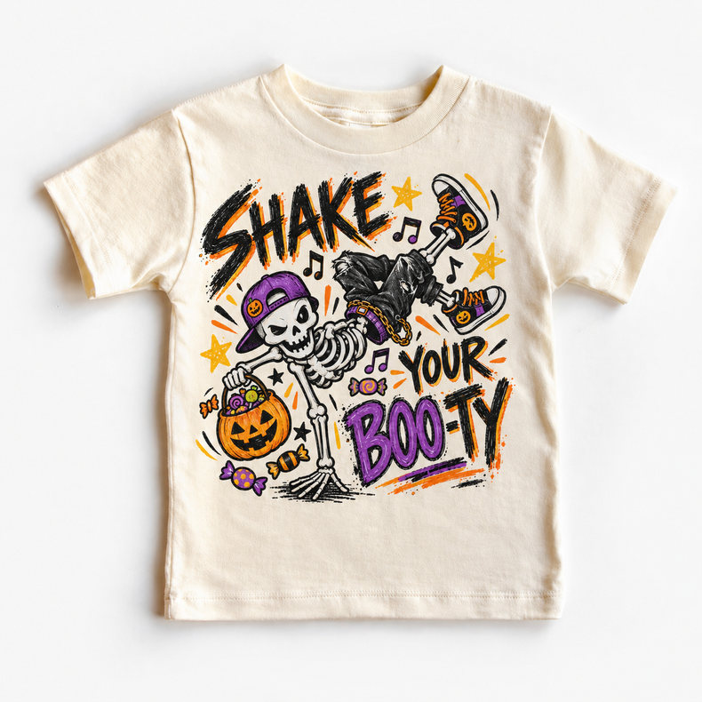 Shake Your Boo-Ty Halloween Shirt for Kids natural short sleeve tee