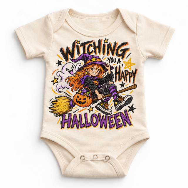 Witching You a Happy Halloween Shirt for Kids – natural baby bodysuit