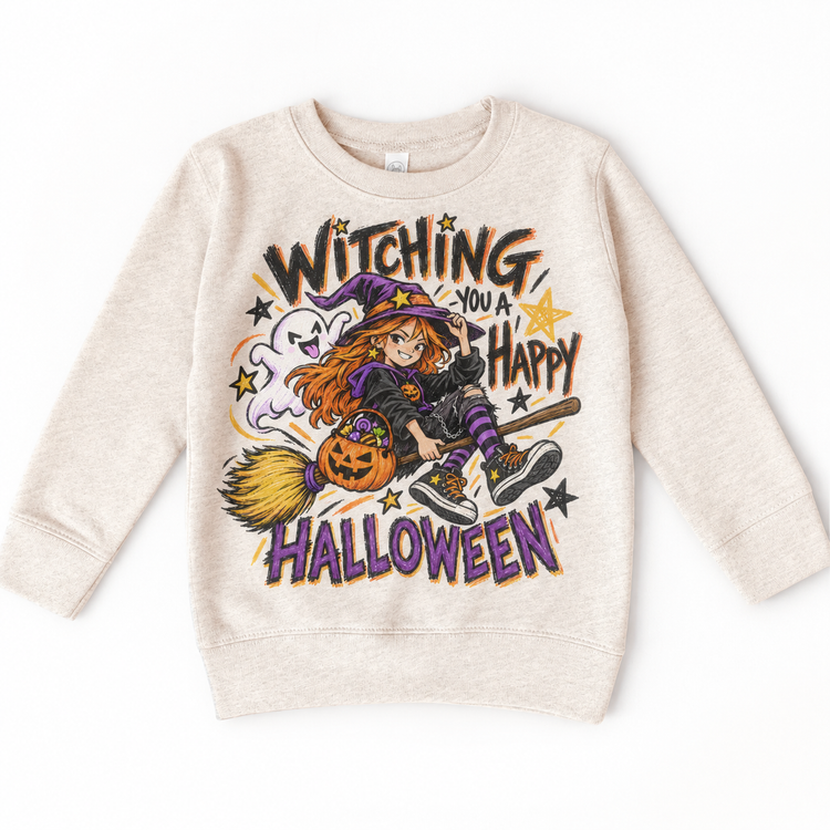 Witching You a Happy Halloween Shirt for Kids – natural youth sweatshirt