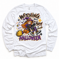 Witching You a Happy Halloween Shirt for Kids – white long-sleeve youth shirt