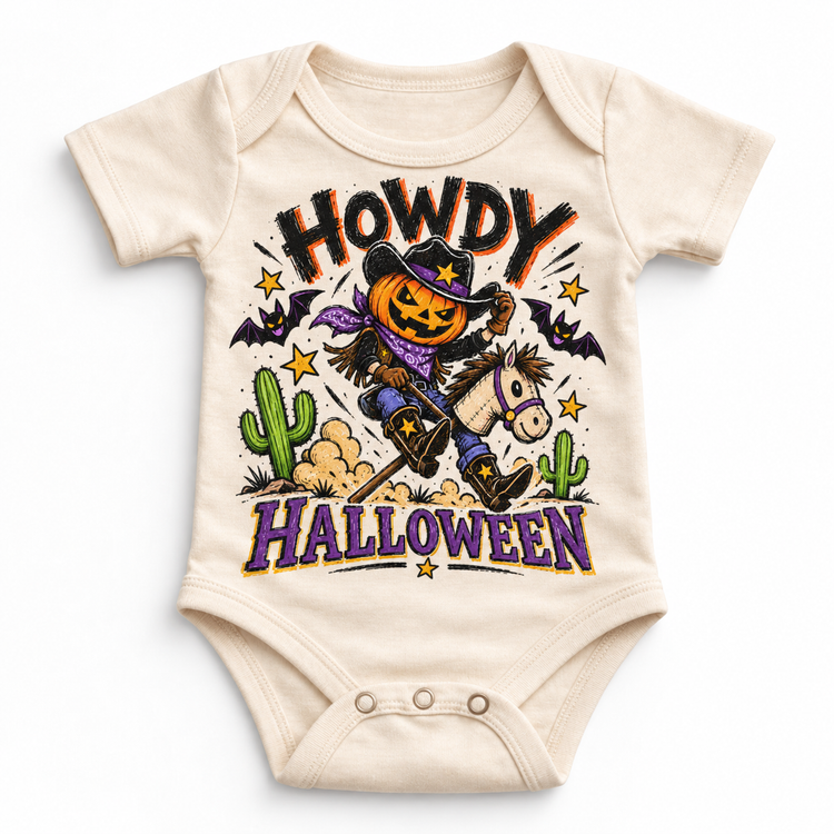 Howdy Halloween Western Shirt for Kids – natural baby bodysuit