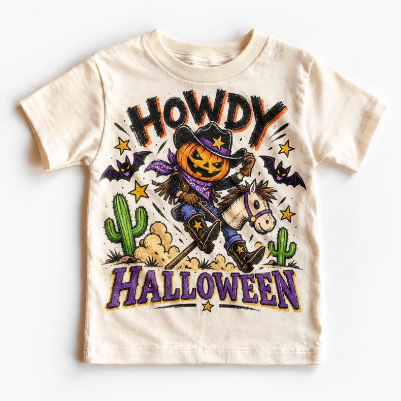 Howdy Halloween Shirt for Kids natural short sleeve tee