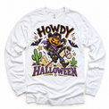 Howdy Halloween Western Shirt for Kids – white long-sleeve youth shirt