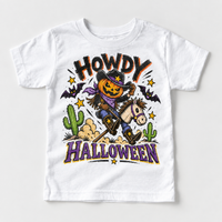 Howdy Halloween Western Shirt for Kids – white short-sleeve youth shirt