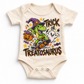Trick or Treatosaurus Halloween Shirt for Kids – natural baby bodysuit