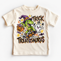 Trick or Treatosaurus Halloween Shirt for Kids natural short sleeve tee