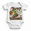 Trick or Treatosaurus Halloween Shirt for Kids – white baby bodysuit