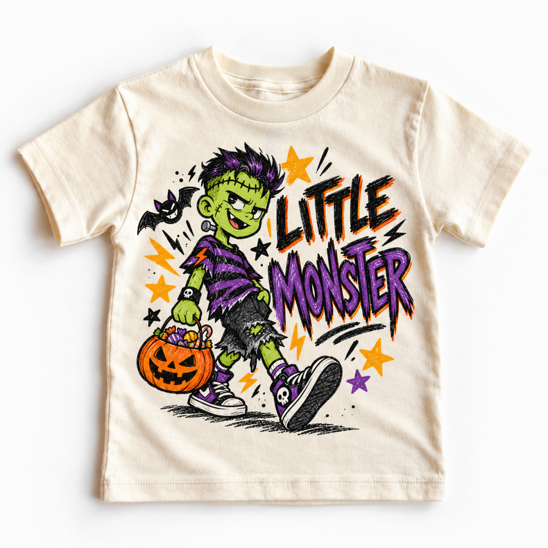 Little Monster Halloween Shirt for Kids natural short sleeve tee