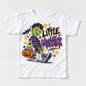 Little Monster Halloween Shirt for Kids – white short-sleeve youth shirt