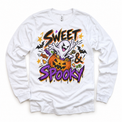 Sweet and Spooky Halloween Shirt for Kids – white long-sleeve youth shirt