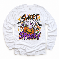 Sweet and Spooky Halloween Shirt for Kids – white long-sleeve youth shirt