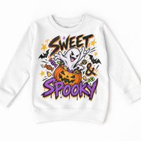 Sweet and Spooky Halloween Shirt for Kids – white youth sweatshirt