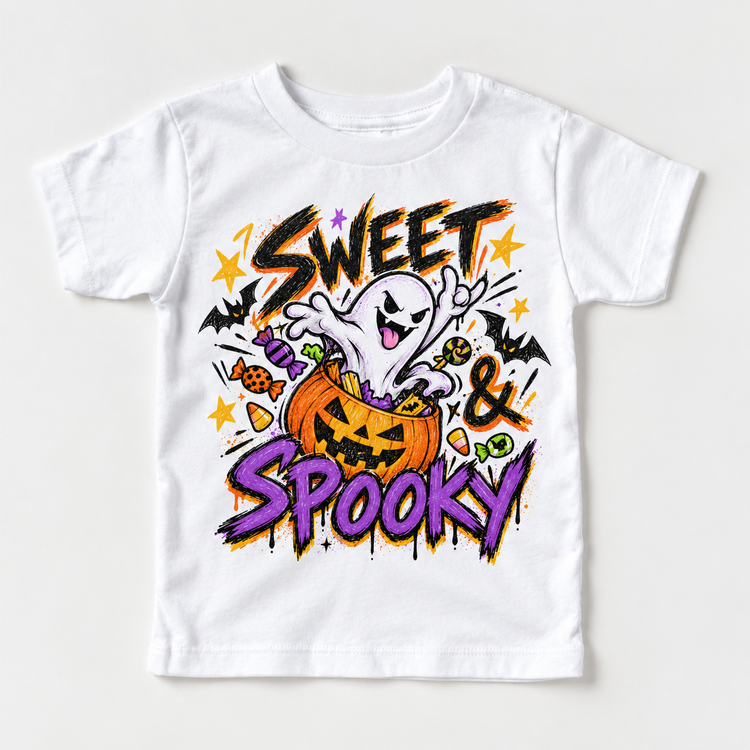 Sweet and Spooky Halloween Shirt for Kids – white short-sleeve youth shirt