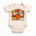 Thankful pumpkin Thanksgiving design on a natural bodysuit