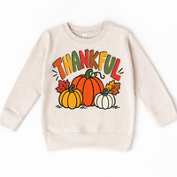Thankful pumpkin Thanksgiving design on a natural sweatshirt