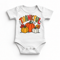 Thankful pumpkin Thanksgiving design on a white bodysuit