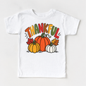 Thankful pumpkin Thanksgiving design on a white tee