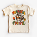 Thankful for Pie Raccoon design on a natural tee