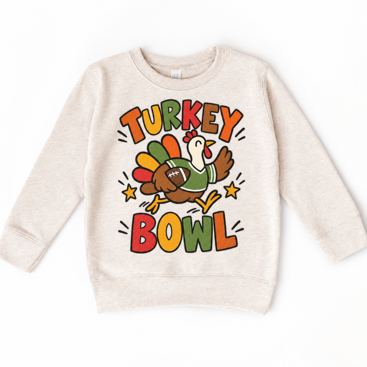 Turkey Bowl Football design on a natural sweatshirt