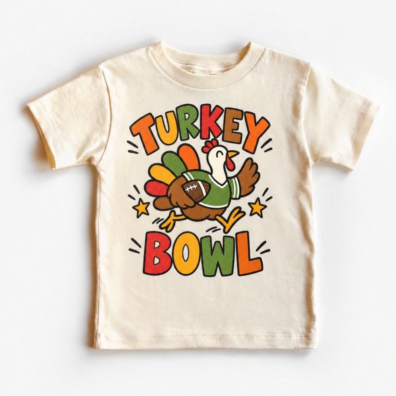 Turkey Bowl Football design on a natural tee