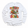 Turkey Bowl Football design on a white long sleeve tee