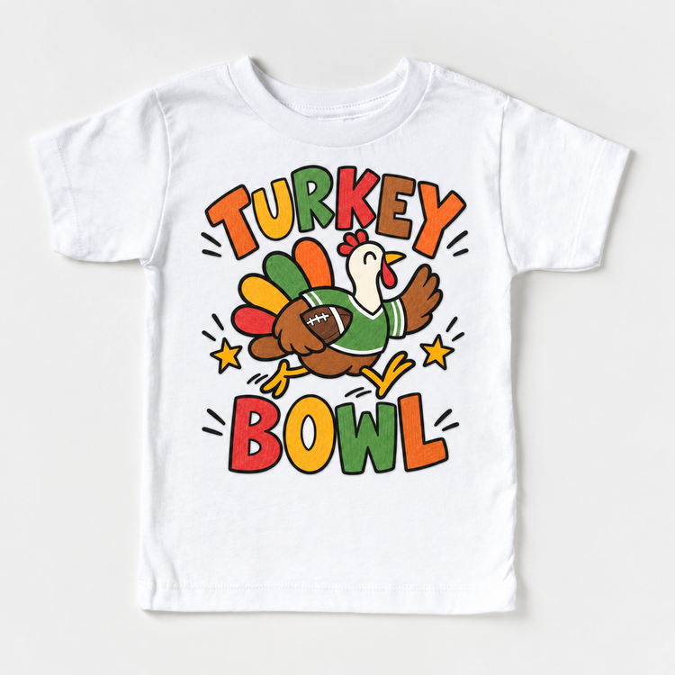 Turkey Bowl Football design on a white tee