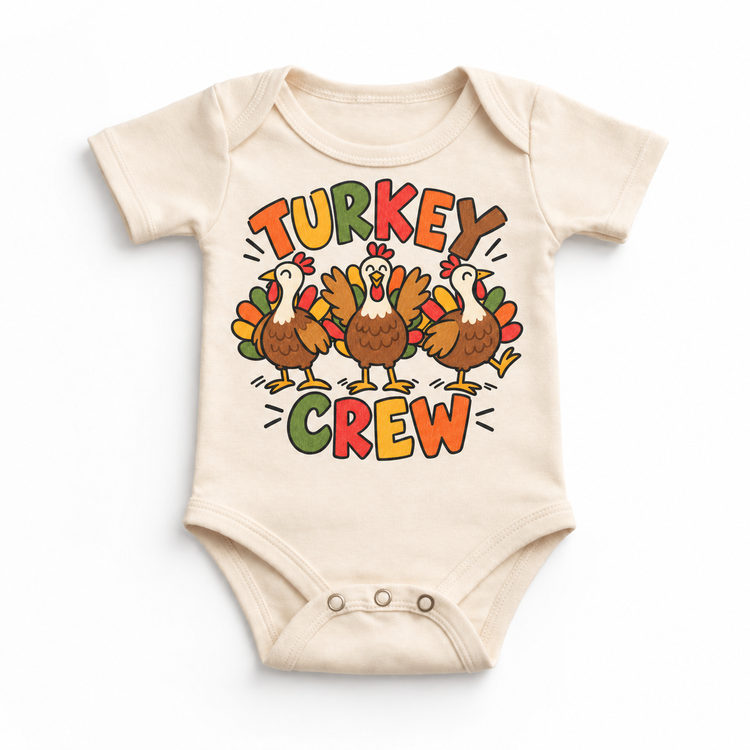 Turkey Crew design on a natural bodysuit