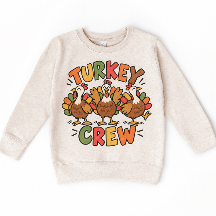 Turkey Crew design on a natural sweatshirt