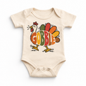 Gobble Turkey design on a natural bodysuit