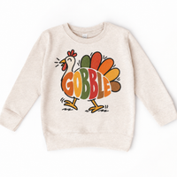 Gobble Turkey design on a natural sweatshirt