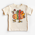 Gobble Turkey design on a natural tee