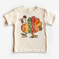 Gobble Turkey design on a natural tee