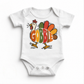 Gobble Turkey design on a white bodysuit