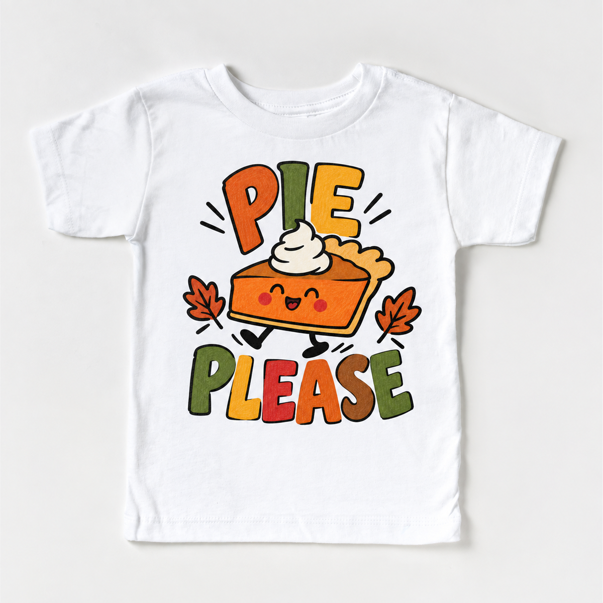 Pie Please Thanksgiving design on a white tee