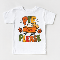 Pie Please Thanksgiving design on a white tee