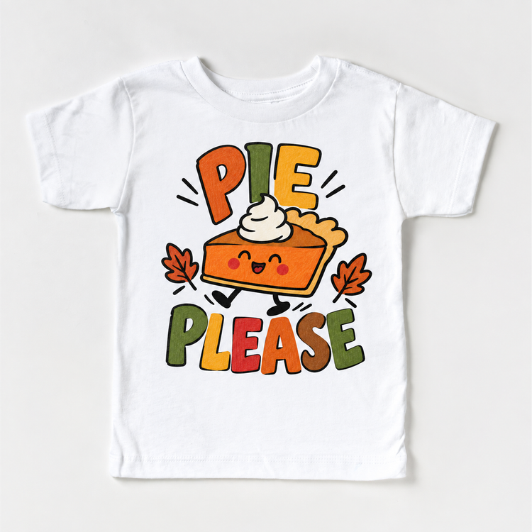 Pie Please Thanksgiving design on a white tee