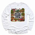 Apple Picking Crew design on a white long sleeve tee