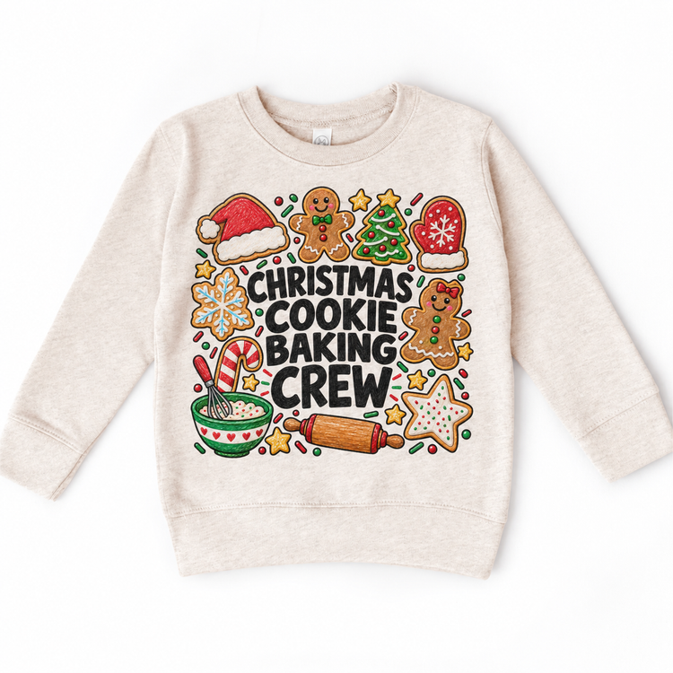 Christmas Cookie Baking Crew design on a natural sweatshirt
