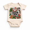 Christmas Cousin Crew design on a natural bodysuit