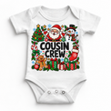 Christmas Cousin Crew design on a white bodysuit