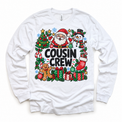Christmas Cousin Crew design on a white long sleeve tee