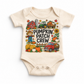 Pumpkin Patch Crew design on a natural bodysuit