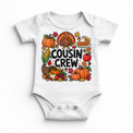 Thanksgiving Cousin Crew design on a white bodysuit