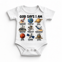 God Says I Am Space Kids design on a white bodysuit