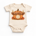 Highland Cow Pumpkin Shirt, Sweatshirt & Bodysuit - Natural Baby Bodysuit