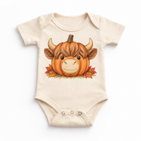 Highland Cow Pumpkin Shirt, Sweatshirt & Bodysuit - Natural Baby Bodysuit